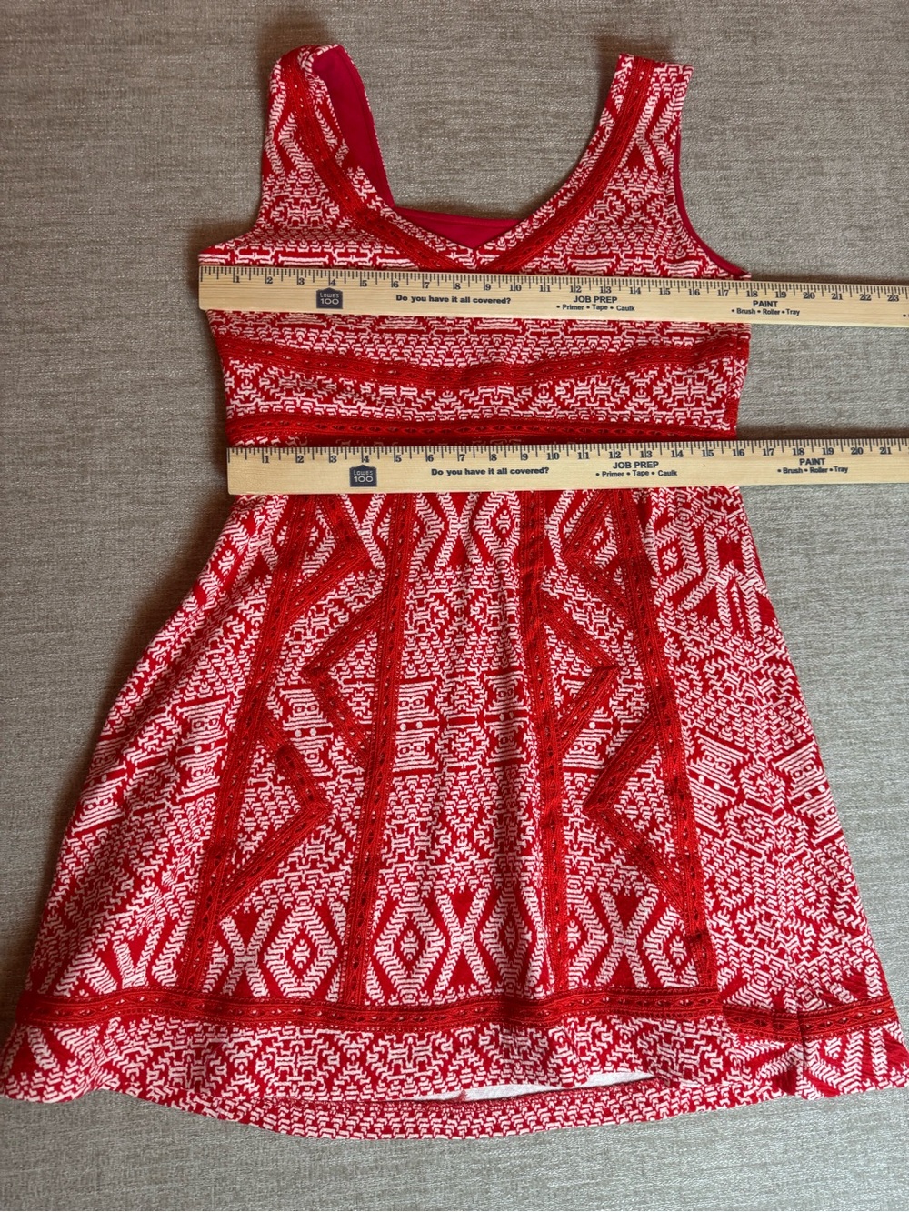 Maeve Emma Red and White Geometric Mini Dress - Picture 8 of 9